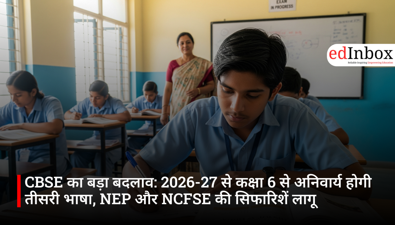 CBSE का बड़ा बदलाव: 2026-27 से कक्षा 6 से अनिवार्य होगी तीसरी भाषा, NEP और NCFSE की सिफारिशें लागू