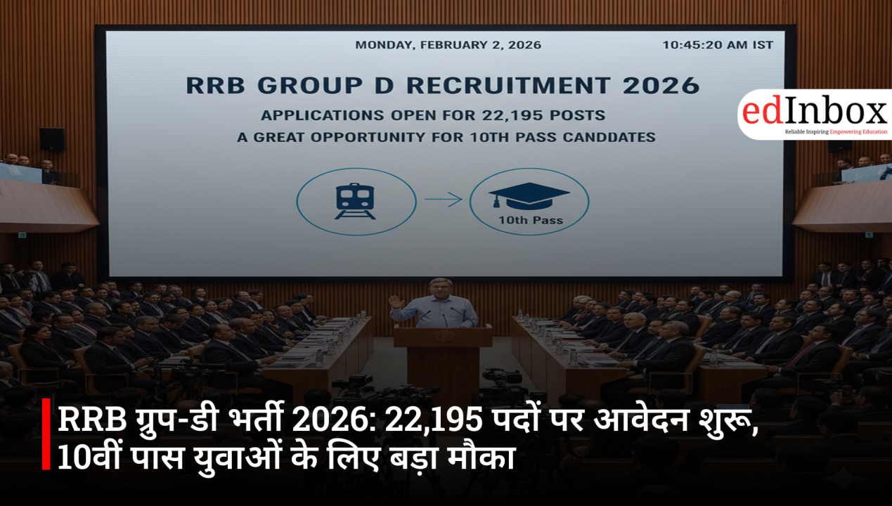 RRB ग्रुप-डी भर्ती 2026: 22,195 पदों पर आवेदन शुरू, 10वीं पास युवाओं के लिए बड़ा मौका