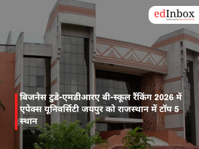 बिजनेस टुडे-एमडीआरए बी-स्कूल रैंकिंग 2026 में एपेक्स यूनिवर्सिटी जयपुर को राजस्थान में टॉप 5 स्थान