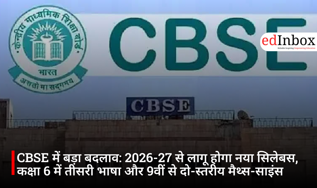 CBSE में बड़ा बदलाव: 2026-27 से लागू होगा नया सिलेबस, कक्षा 6 में तीसरी भाषा और 9वीं से दो-स्तरीय मैथ्स-साइंस