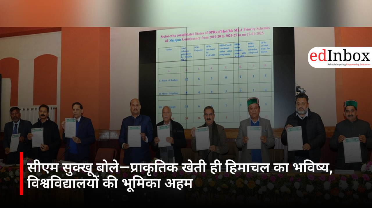 सीएम सुक्खू बोले—प्राकृतिक खेती ही हिमाचल का भविष्य, विश्वविद्यालयों की भूमिका अहम