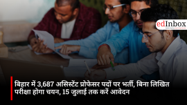 Recruitment for 3,687 Assistant Professor posts in Bihar; selection to be made without a written exam