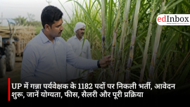UP Ganna Supervisor Recruitment 2026: Apply for 1182 Cane Supervisor Posts, Eligibility, Salary, Fee and Last Date