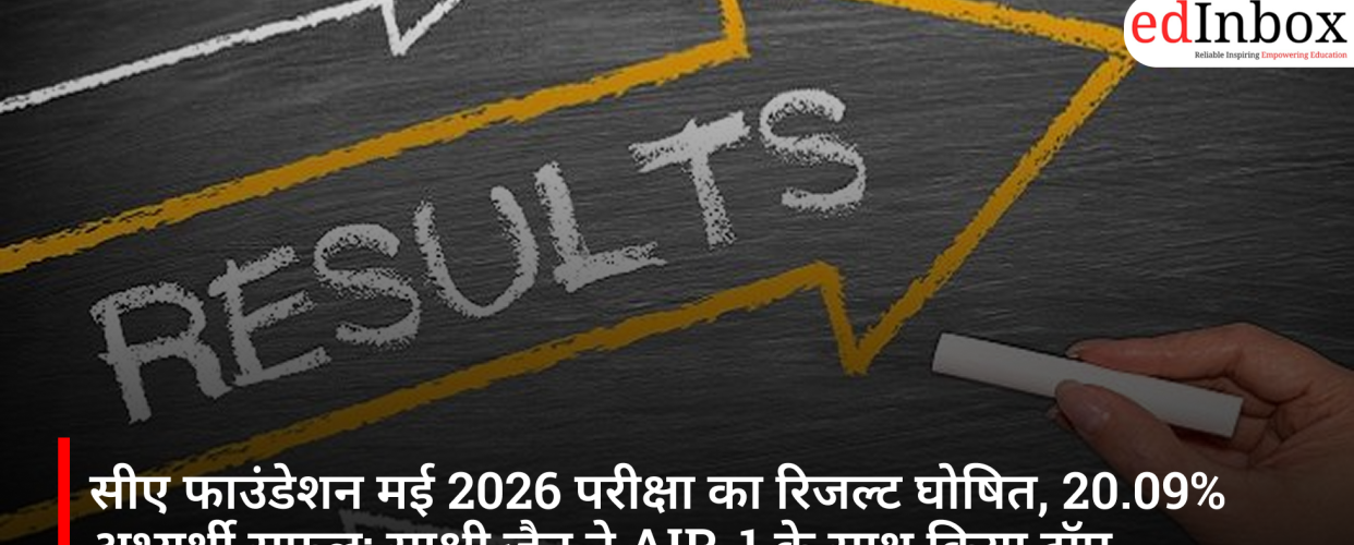 CA Foundation May 2026 exam results declared; 20.09% of candidates passed; Sakshi Jain topped with AIR-1
