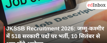 JKSSB Recruitment 2026 Notification Released for 518 Posts, Applications Begin September 10