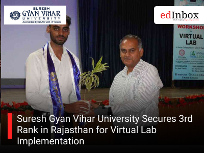 Suresh Gyan Vihar University Secures 3rd Rank in Rajasthan for Virtual Lab Implementation