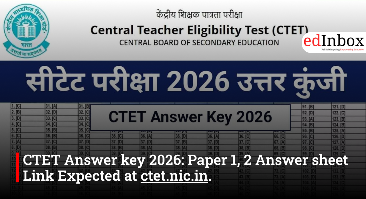 CTET Answer key 2026: Paper 1, 2 Answer sheet Link Expected at ctet.nic.in. 