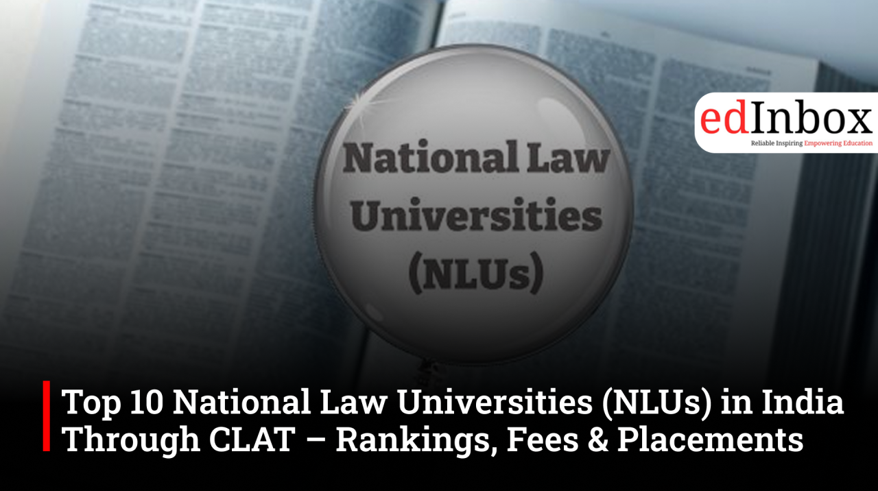 Top 10 National Law Universities (NLUs) in India Through CLAT – Rankings, Fees & Placements