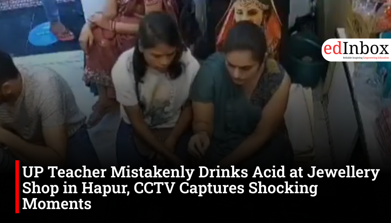 UP Teacher Mistakenly Drinks Acid at Jewellery Shop in Hapur, CCTV Captures Shocking Moments