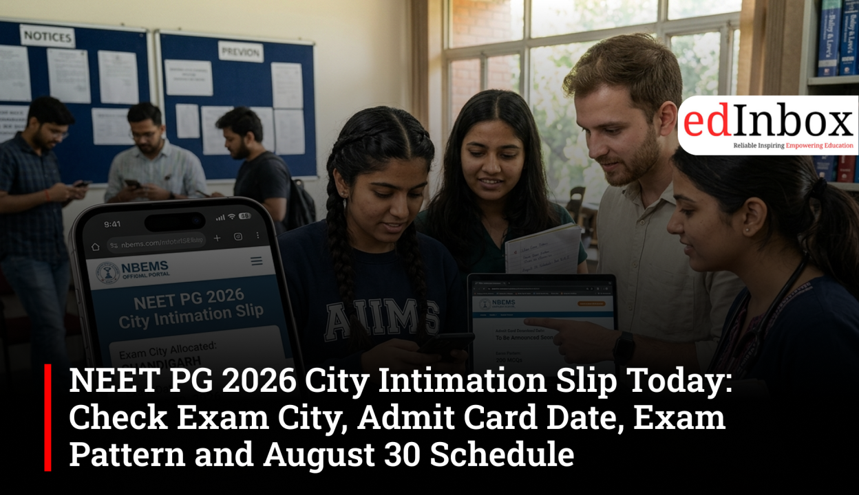 NEET PG 2026 City Intimation Slip Today: Check Exam City, Admit Card Date, Exam Pattern and August 30 Schedule