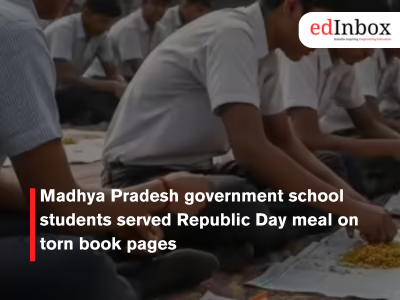Madhya Pradesh government school students served Republic Day meal on torn book pages
