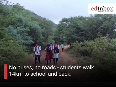 No buses, no roads - students walk 14km to school and back.