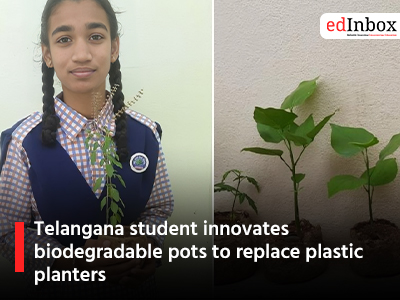 Telangana student innovates biodegradable pots to replace plastic planters