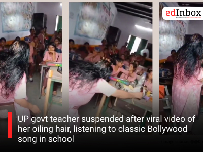 UP govt teacher suspended after viral video of her oiling hair, listening to classic Bollywood song in school