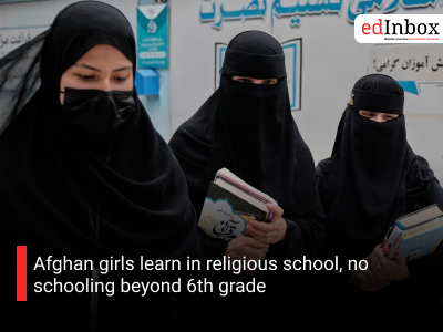 Afghan girls learn in religious school, no schooling beyond 6th grade