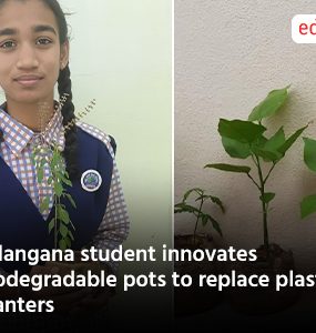 Telangana student innovates biodegradable pots to replace plastic planters