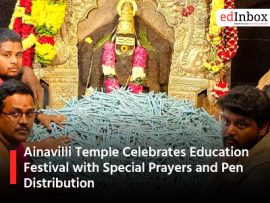Ainavilli Temple Celebrates Education Festival with Special Prayers and Pen Distribution