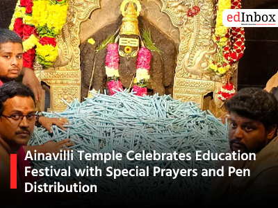 Ainavilli Temple Celebrates Education Festival with Special Prayers and Pen Distribution
