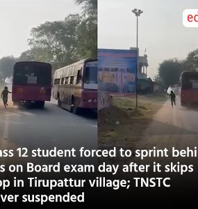 Class 12 student forced to sprint behind bus on Board exam day after it skips stop in Tirupattur village; TNSTC driver suspended
