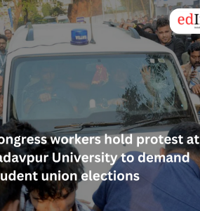 Congress workers hold protest at Jadavpur University to demand student union elections
