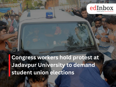 Congress workers hold protest at Jadavpur University to demand student union elections