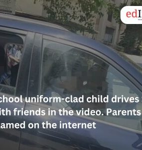 School uniform-clad child drives SUV with friends in the video. Parents blamed on the internet