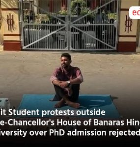 Dalit Student protests outside Vice-Chancellor's House of Banaras Hindu University over PhD admission rejected