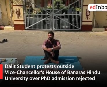 Dalit Student protests outside Vice-Chancellor's House of Banaras Hindu University over PhD admission rejected