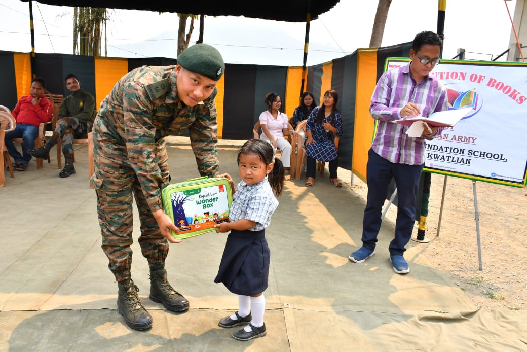 Indian Army hands over books to displaced children in Churachandpur