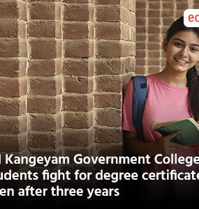 TN Kangeyam Government College students fight for degree certificates even after three years
