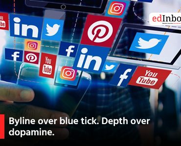 Byline over blue tick. Depth over dopamine.