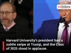 Harvard University's president had a subtle swipe at Trump, and the Class of 2025 stood in applause.