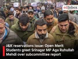 J&K reservations issue: Open Merit Students greet Srinagar MP Aga Ruhullah Mehdi over subcommittee report