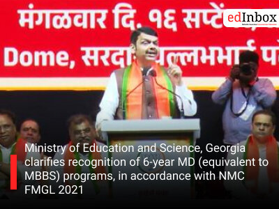 Ministry of Education and Science, Georgia clarifies recognition of 6-year MD (equivalent to MBBS) programs, in accordance with NMC FMGL 2021