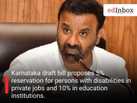 Karnataka draft bill proposes 5% reservation for persons with disabilities in private jobs and 10% in education institutions.