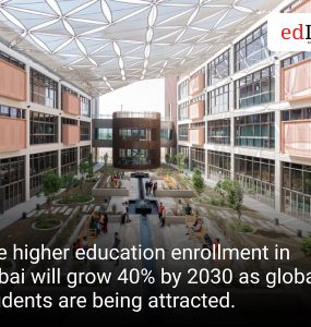 The higher education enrollment in Dubai will grow 40% by 2030 as global students are being attracted