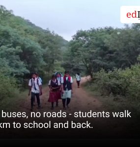 No buses, no roads - students walk 14km to school and back.