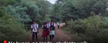 No buses, no roads - students walk 14km to school and back.