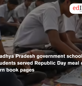 Madhya Pradesh government school students served Republic Day meal on torn book pages
