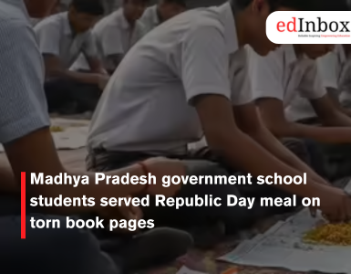 Madhya Pradesh government school students served Republic Day meal on torn book pages