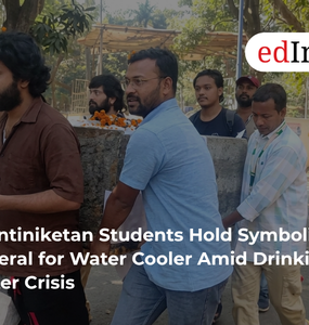 Shantiniketan Students Hold Symbolic Funeral for Water Cooler Amid Drinking Water Crisis
