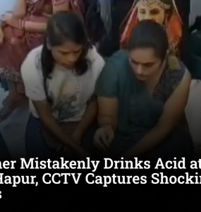 UP Teacher Mistakenly Drinks Acid at Jewellery Shop in Hapur, CCTV Captures Shocking Moments