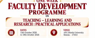 APG Shimla University to Host Faculty Development Programme from October 13