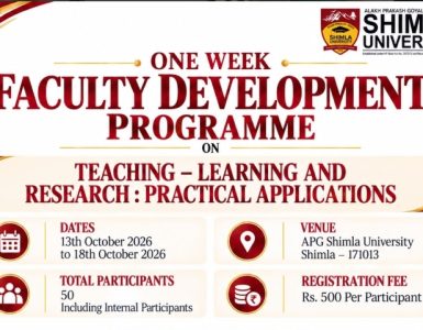 APG Shimla University to Host Faculty Development Programme from October 13