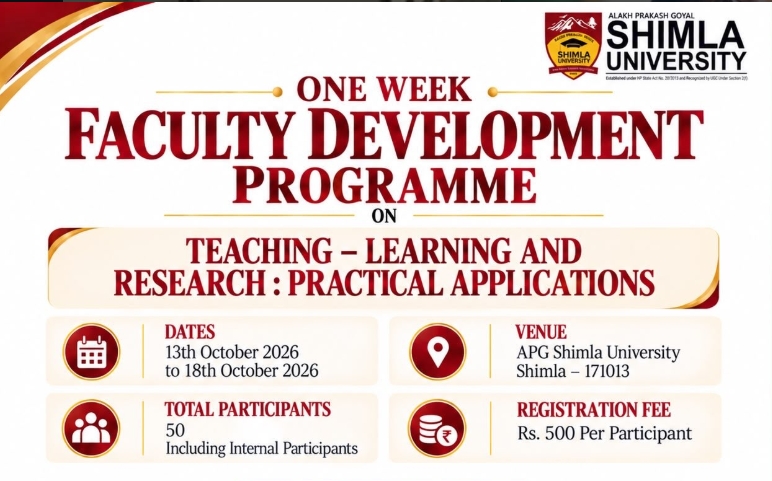 APG Shimla University to Host Faculty Development Programme from October 13